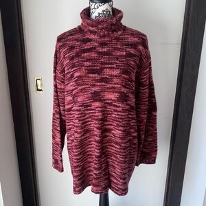 Fashion Bug Size 18/20W Multiple Pink Marbled-Like Turtleneck Knit Sweater